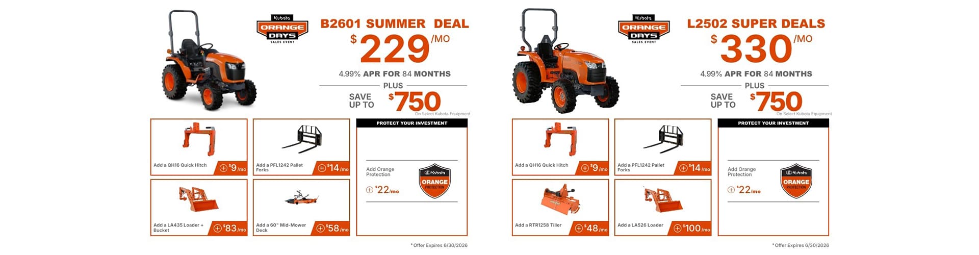 Kubota b2601 and l2502 Deal